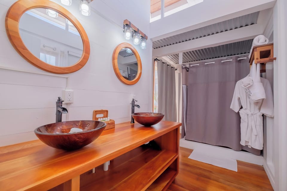 Refresh with spa-like vessel sinks and fluffy robes.