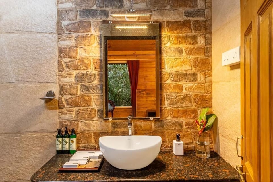Shower, towels, soap, shampoo
