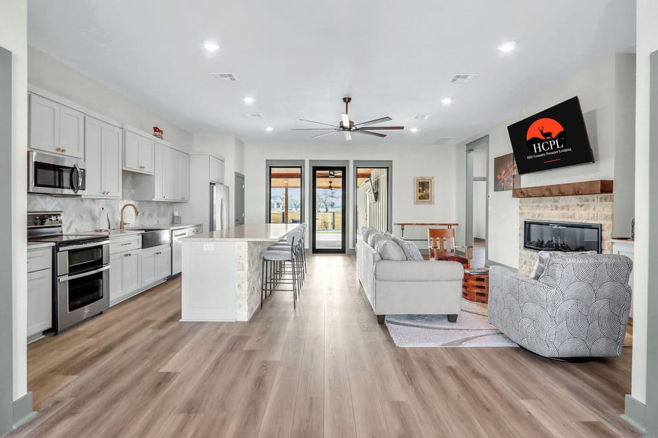 The open floorplan allows easy entertaining.