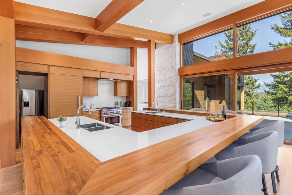 Cook and entertain in the open kitchen, designed for easy flow and connection.
