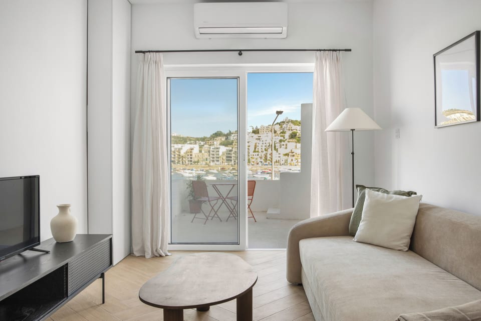 Apartment, 2 Bedrooms, Sea View | Living area | Flat-screen TV