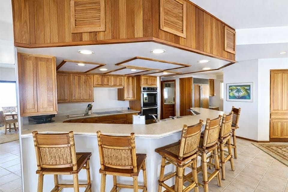 Spacious open-concept kitchen with seating