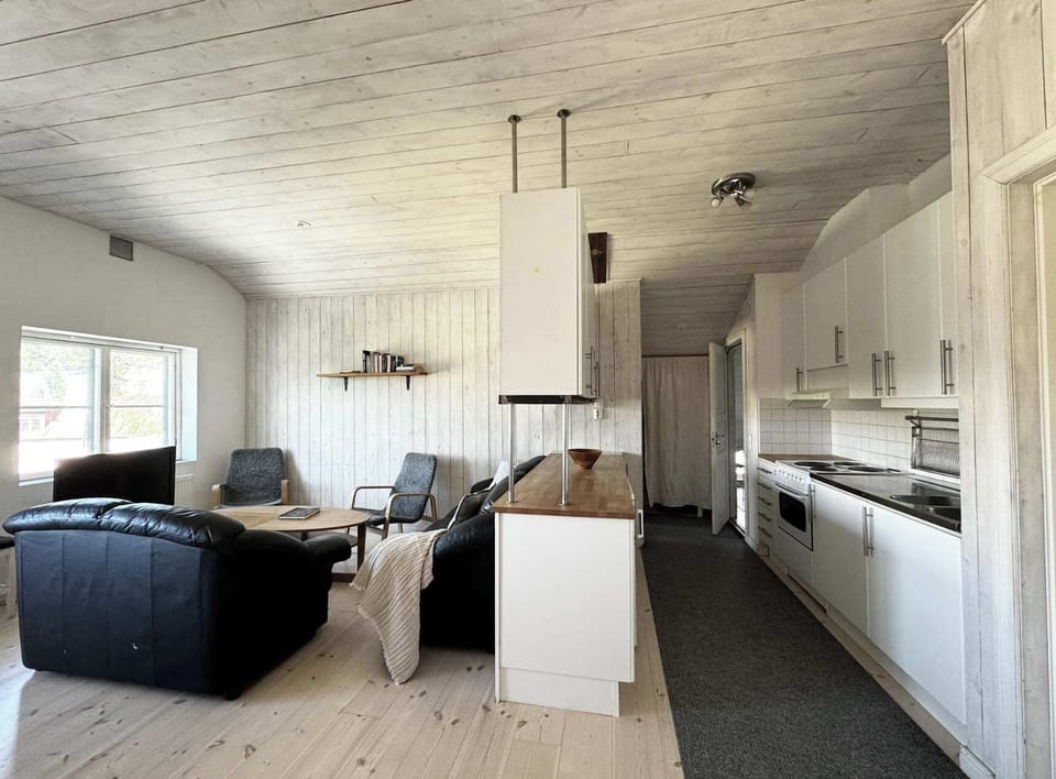 Overview of the kitchen and living room.