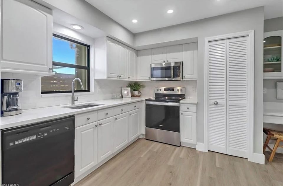 New counter tops and stainless steel appliances