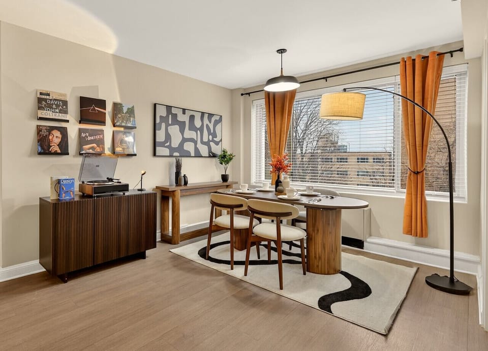Gather around the spacious dining table—perfect for everything from casual breakfasts to cozy dinners.