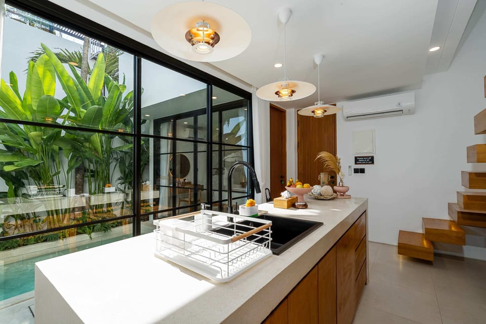 Basic Villa | Private kitchen | Fridge, microwave, stovetop, blender