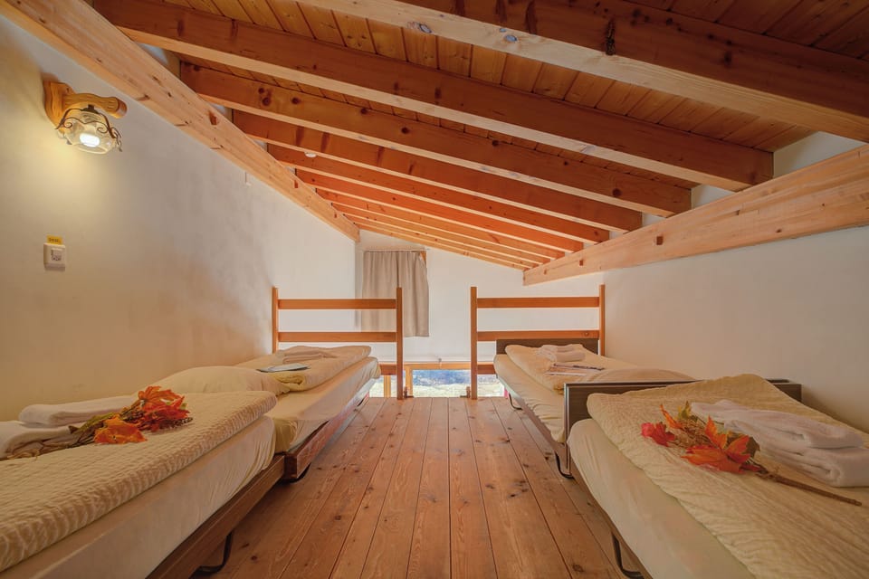 Bed on the mezzanine floor