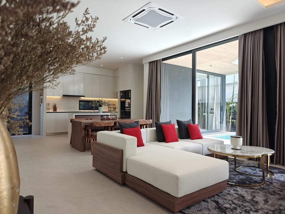 Open and airy interior view connecting the bedroom to the living space, designed for comfort and convenience.
