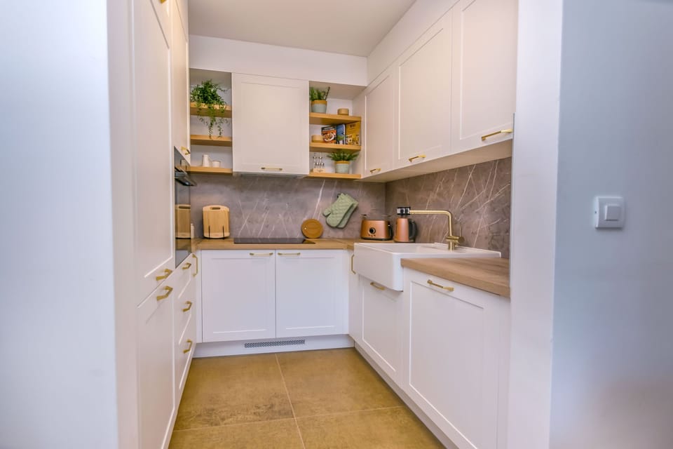 Apartment (A1) | Private kitchen | Fridge, microwave, oven, stovetop