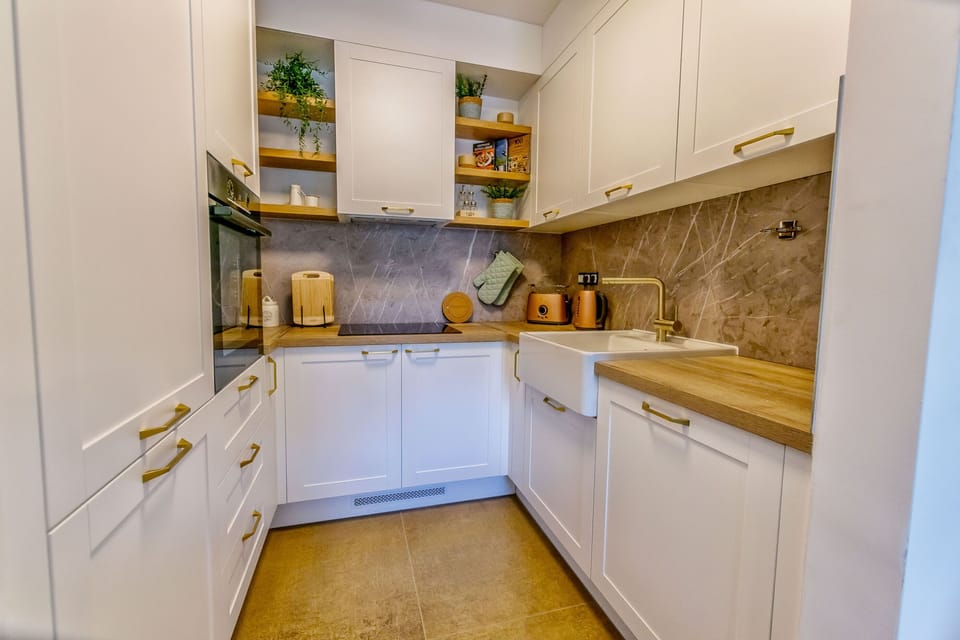 Apartment (A1) | Private kitchen | Fridge, microwave, oven, stovetop