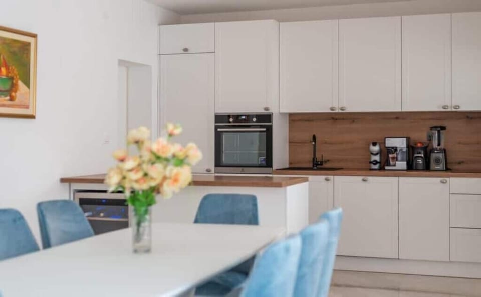 Apartment (A1) | Private kitchen | Fridge, microwave, oven, stovetop