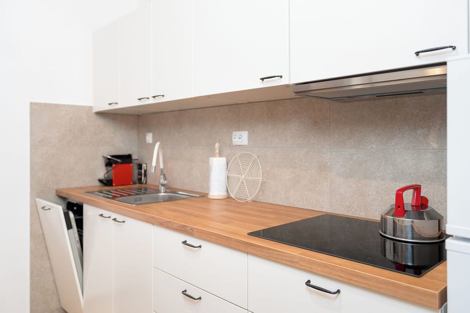 Apartment (A1) | Private kitchen | Espresso maker, fridge, microwave, stovetop