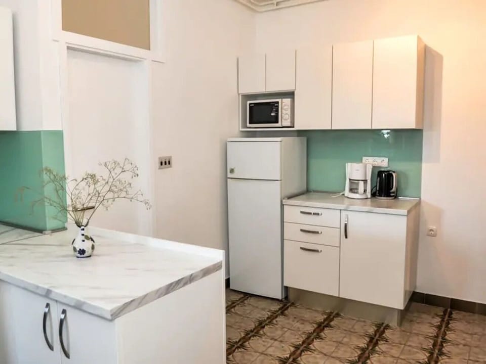 Apartment (A1) | Private kitchen | Fridge, microwave, oven, stovetop