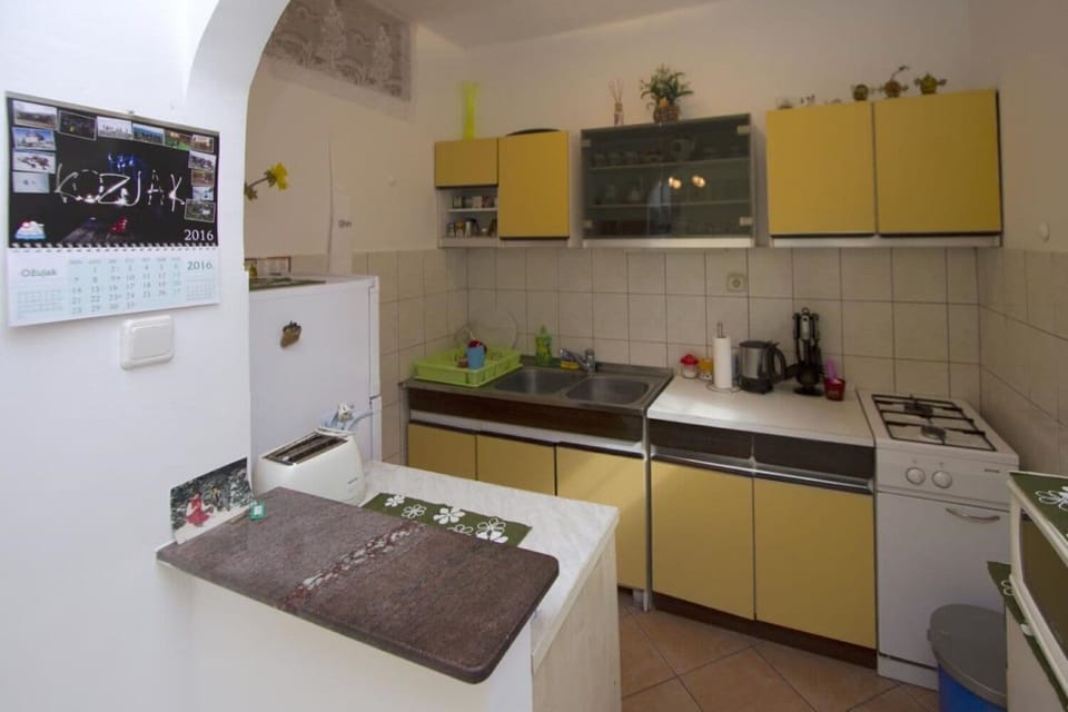 Apartment (A1) | Private kitchen | Fridge, microwave, stovetop, espresso maker