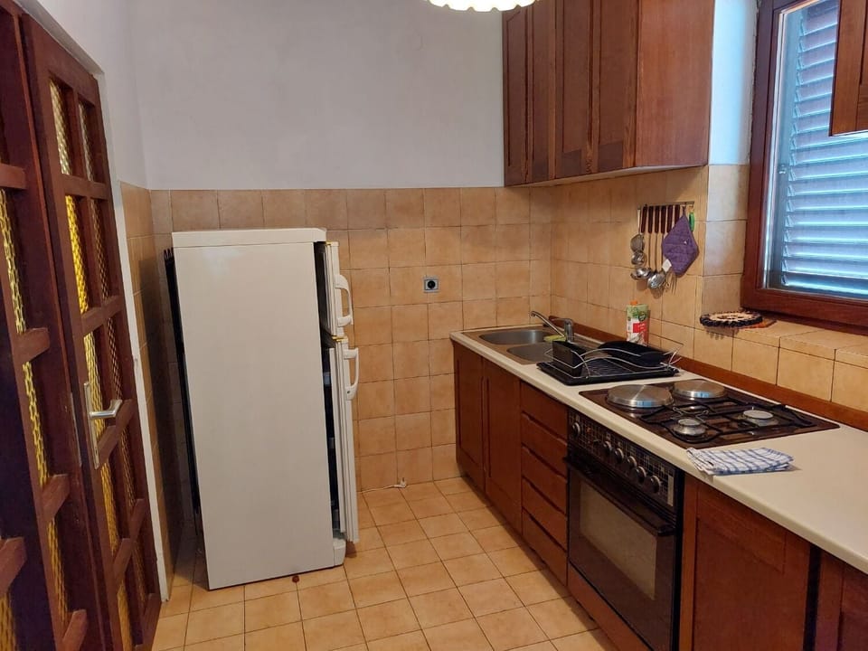 Apartment (A1) | Private kitchen | Fridge, microwave, oven, stovetop