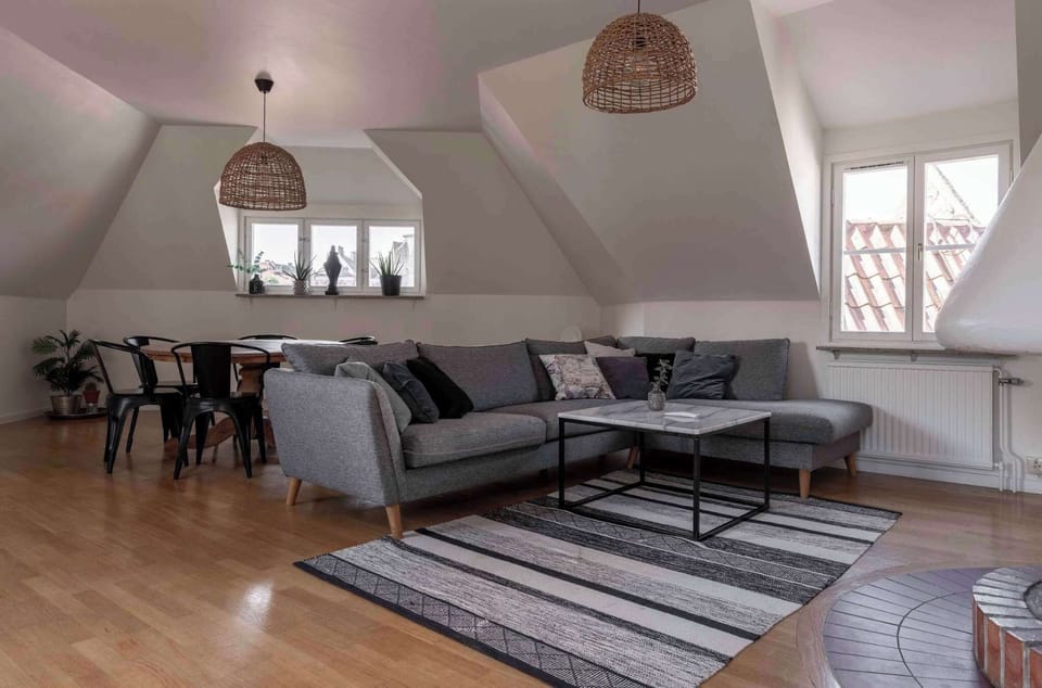 Spacious and stylish living and dining area.