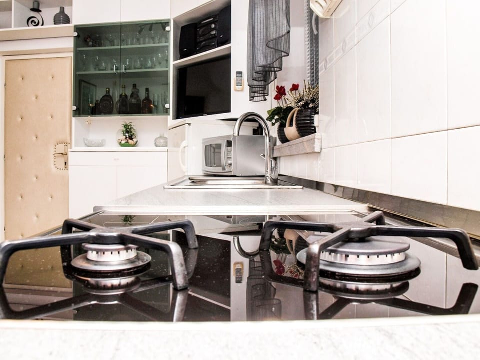 Apartment (A1) | Private kitchen | Fridge, microwave, oven, stovetop