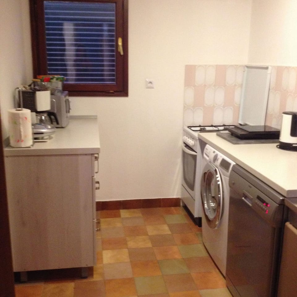 Apartment (A1) | Private kitchen | Fridge, microwave, oven, stovetop