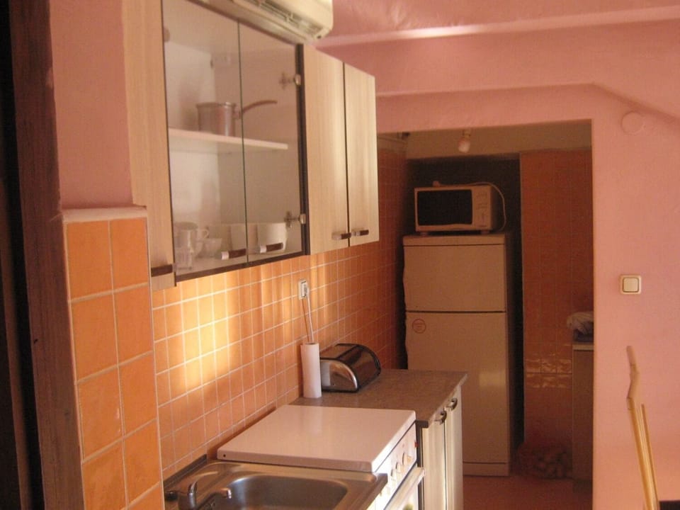 Apartment (A1) | Private kitchen | Fridge, oven, stovetop, cookware/dishes/utensils