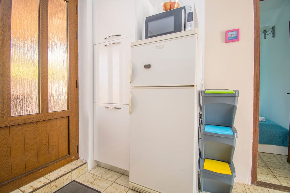 Apartment (A1) | Private kitchen | Fridge, microwave, oven, stovetop