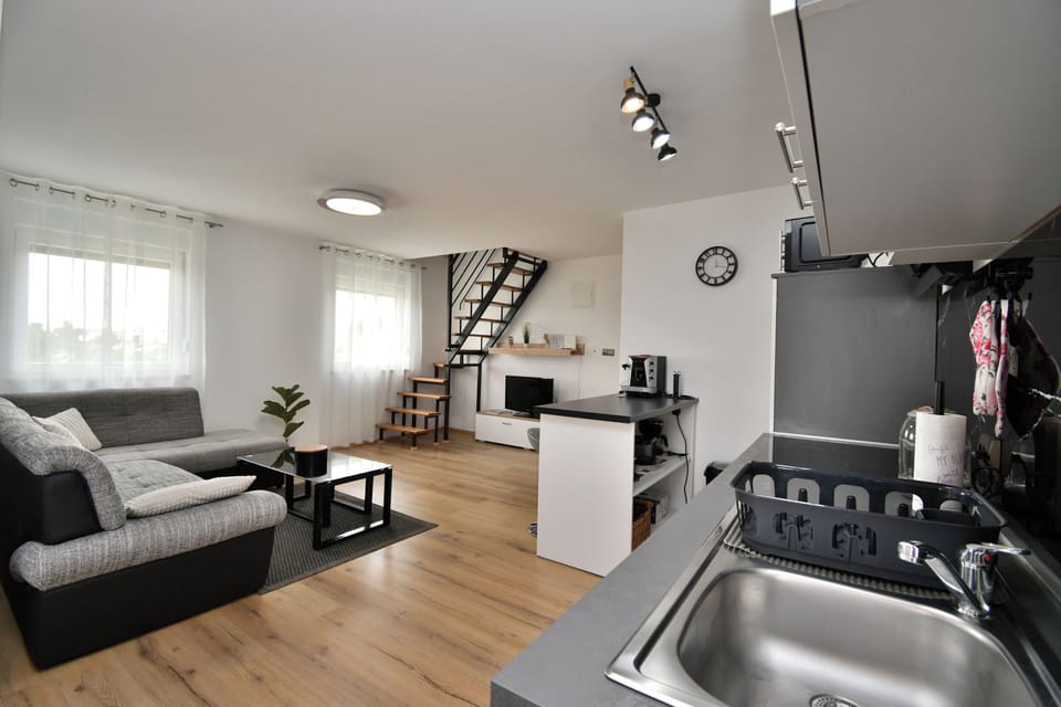 Apartment (A1) | Private kitchen | Fridge, microwave, oven, stovetop