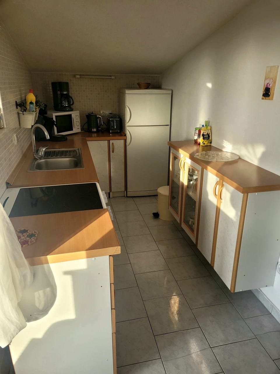 Apartment (A1) | Private kitchen | Fridge, microwave, oven, stovetop