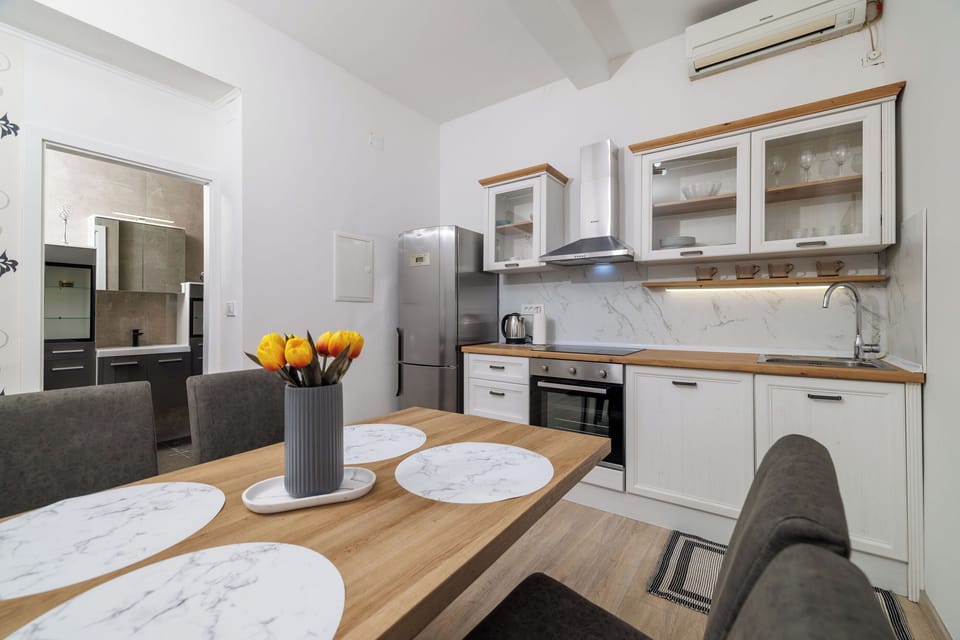 Apartment (A1) | Private kitchen | Fridge, oven, stovetop, dishwasher
