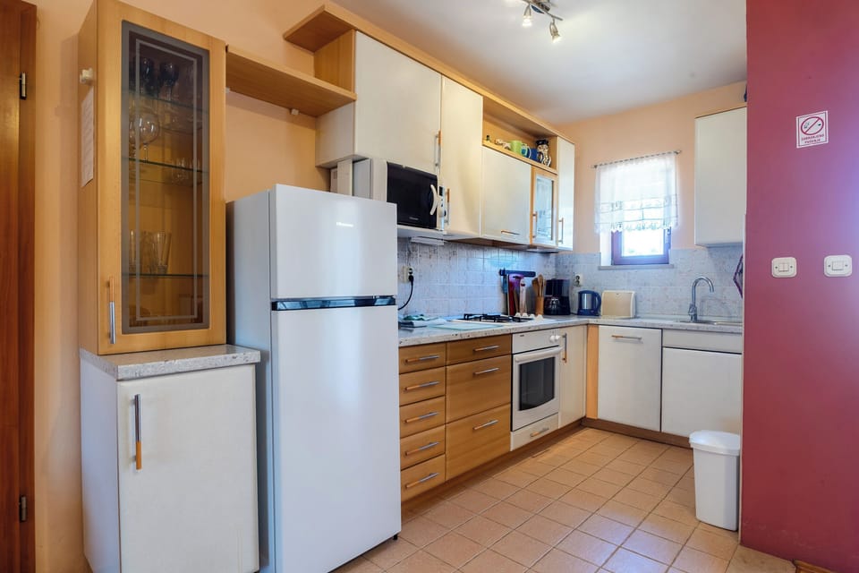 Apartment (A1) | Private kitchen | Fridge, microwave, oven, stovetop