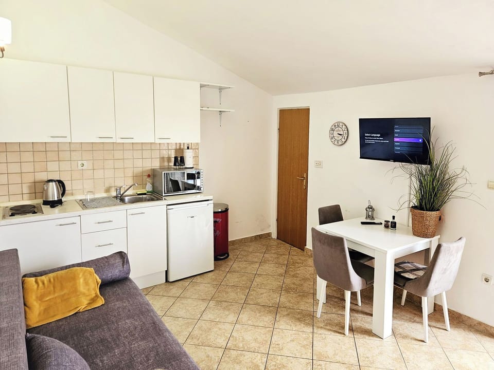 Studio (A1) | Private kitchen | Fridge, microwave, stovetop, electric kettle