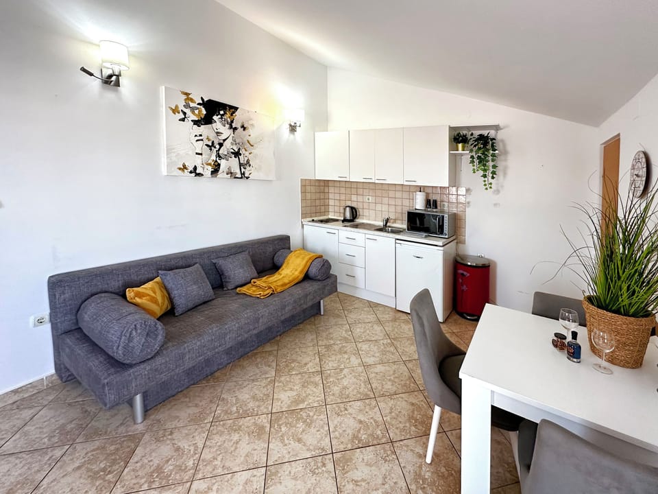Studio (A1) | Private kitchen | Fridge, microwave, stovetop, electric kettle
