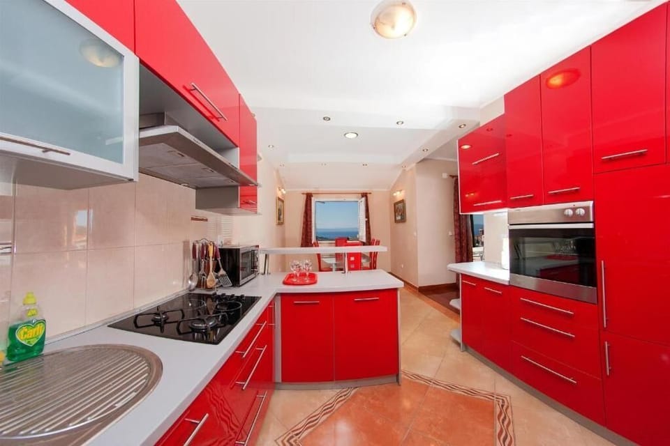 Apartment (A1) | Private kitchen | Fridge, microwave, oven, stovetop