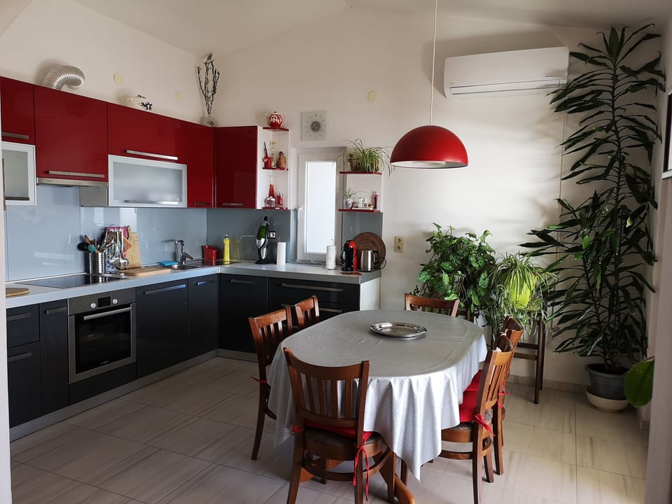 Apartment (A1) | Private kitchen | Espresso maker, fridge, oven, stovetop