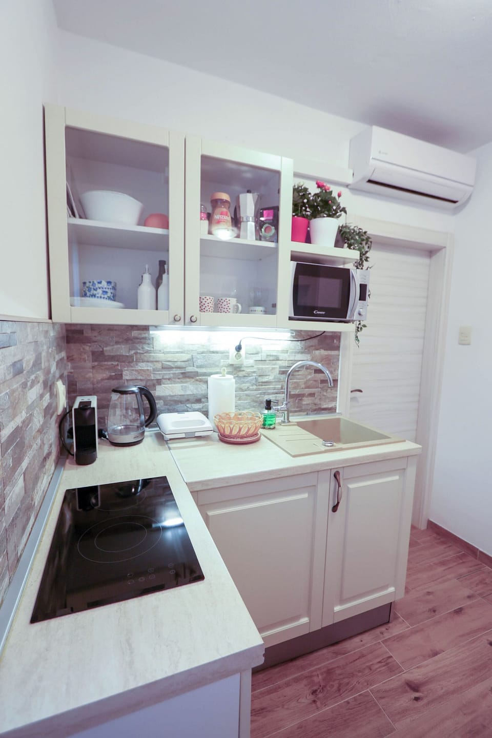 Apartment (A1) | Private kitchen | Mini-fridge, microwave, stovetop, electric kettle