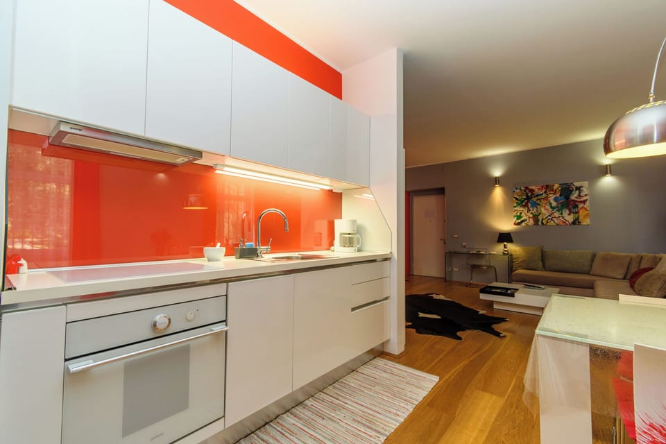 Apartment (A1) | Private kitchen | Fridge, microwave, oven, stovetop
