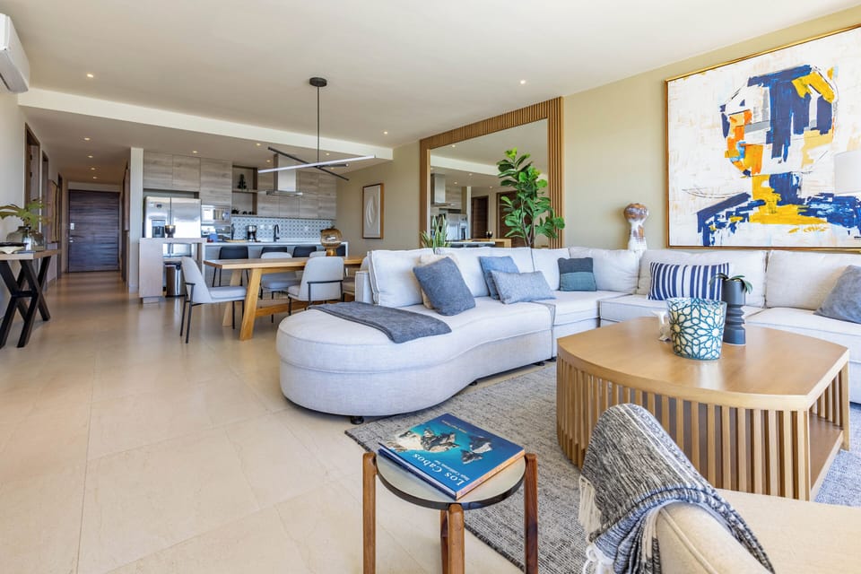 Large sectional sofa in the living room, perfect for relaxing and gathering.
