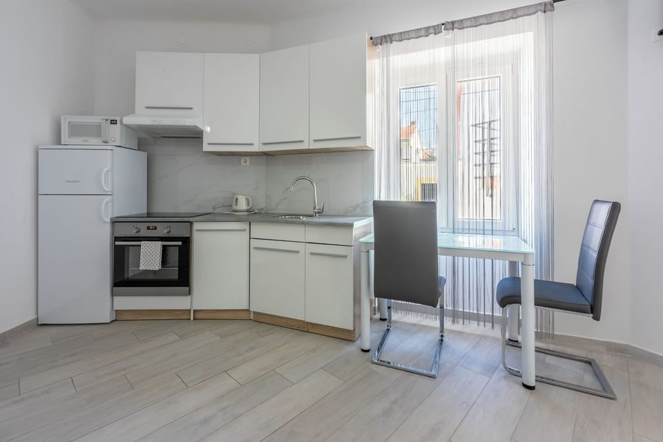 Studio (A1) | Private kitchen | Fridge, microwave, oven, stovetop