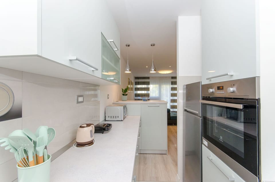 Apartment (A1) | Private kitchen | Fridge, microwave, oven, stovetop