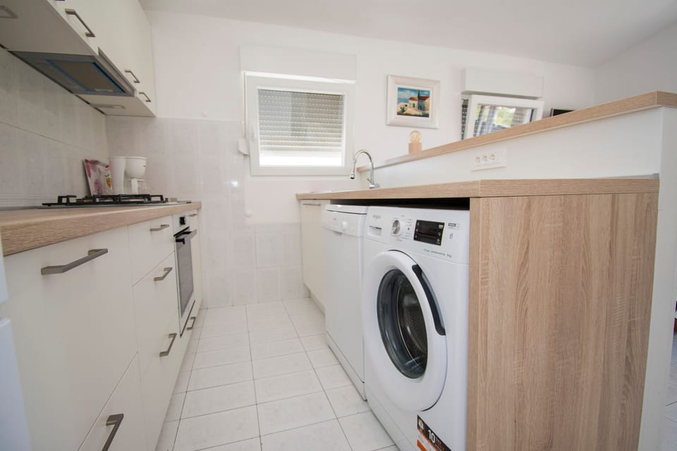 Apartment (A1) | Private kitchen | Fridge, microwave, stovetop, dishwasher