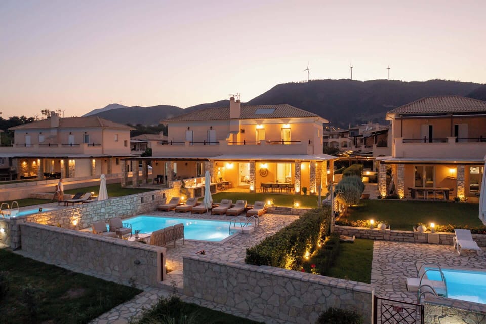 Evening lights and luxury ambience at the villa