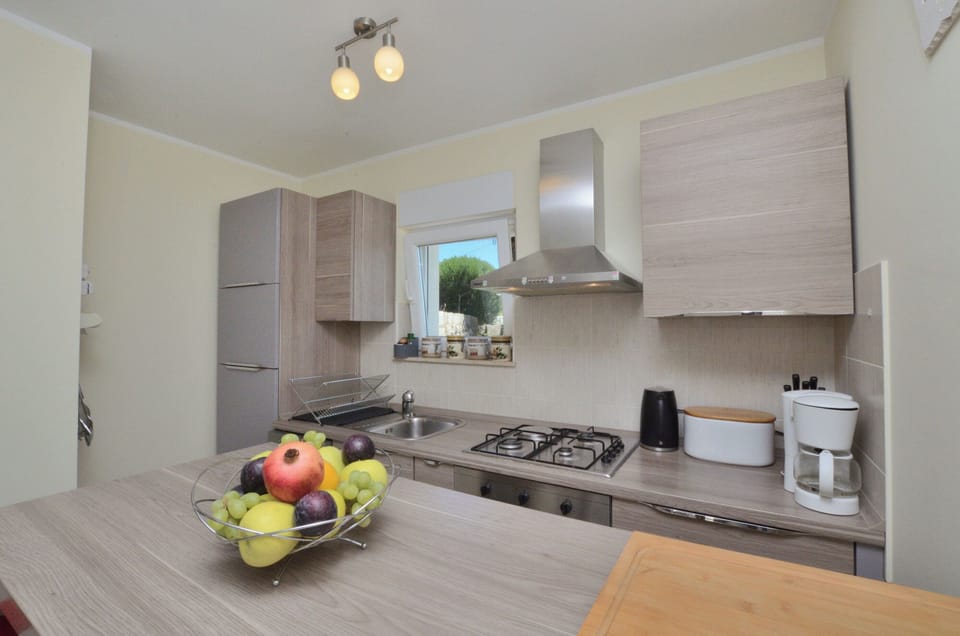 Apartment (A1) | Private kitchen | Fridge, microwave, oven, stovetop