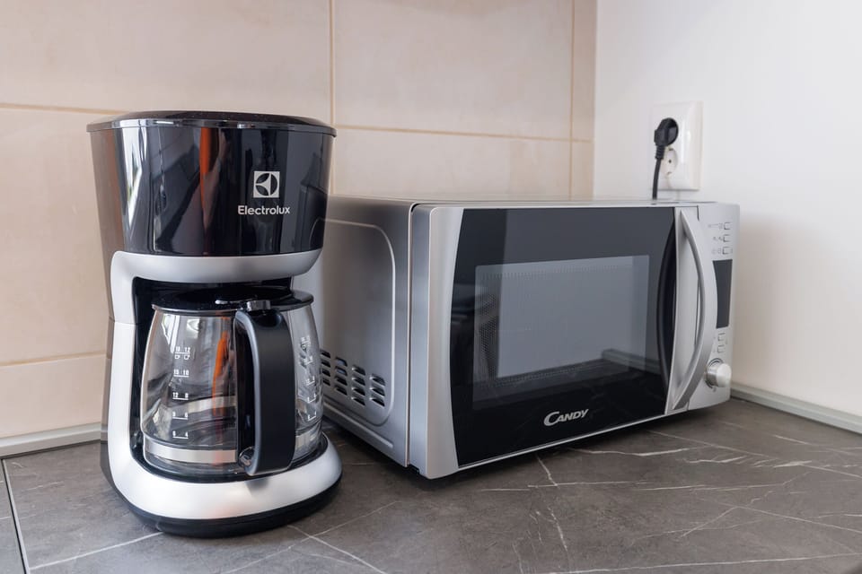 Apartment (A1) | Private kitchen | Fridge, microwave, oven, stovetop