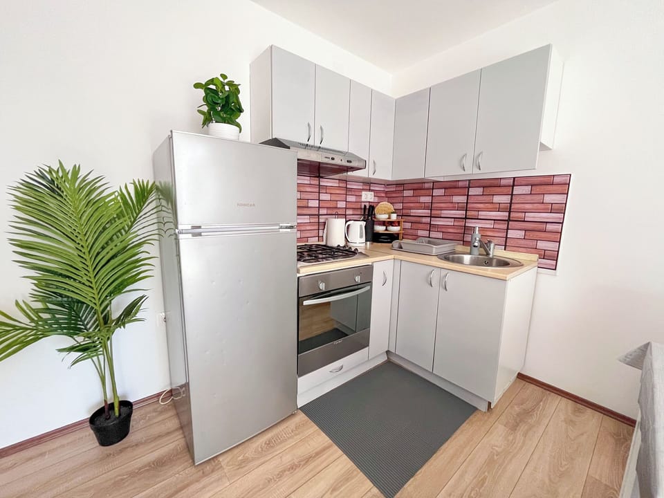 Apartment (A1) | Private kitchen | Fridge, oven, stovetop, espresso maker