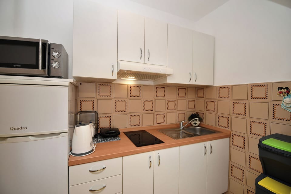 Apartment (A1) | Private kitchen | Fridge, microwave, stovetop, espresso maker