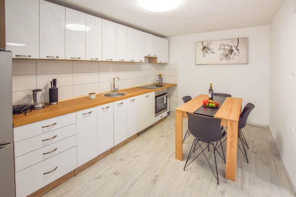 Apartment (A1) | Private kitchen | Fridge, oven, stovetop, dishwasher