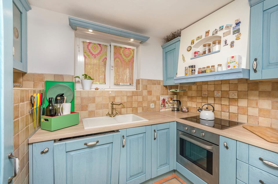 Apartment (A1) | Private kitchen | Fridge, microwave, oven, stovetop