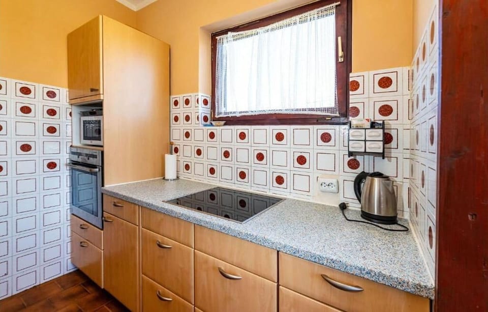 Apartment (A1) | Private kitchen | Fridge, microwave, oven, stovetop