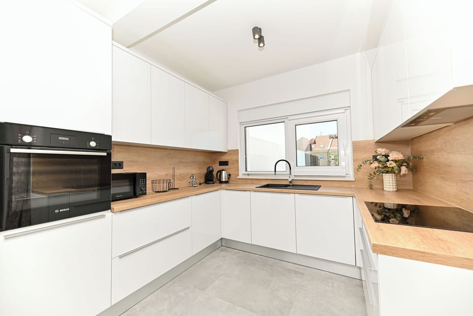 Villa | Private kitchen | Fridge, microwave, oven, stovetop