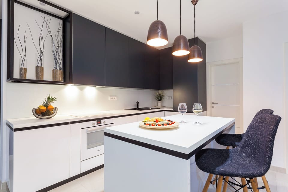 Villa | Private kitchen | Espresso maker, microwave, oven, stovetop