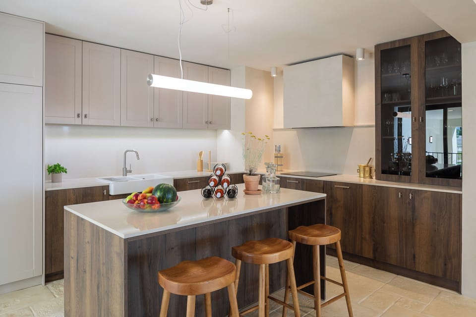 Villa | Private kitchen | Fridge, microwave, oven, stovetop