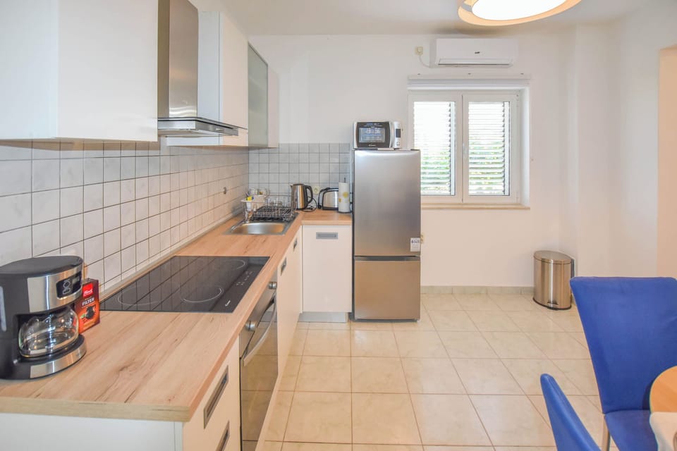 Apartment (A1) | Private kitchen | Fridge, microwave, oven, stovetop